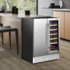 2-in-1 Beverage and Wine Cooler with Independent Temperature Control and LED Lights-Silver