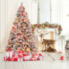 4.5/6/7 Feet Artificial Xmas Tree with Pine Needles and LED Lights-7 ft