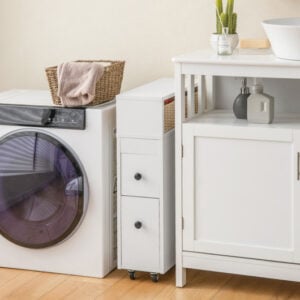 Slim Bathroom Cabinet Wooden Toilet Organizer with Deep Slide Out Drawers