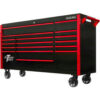 Extreme Tools DX722117RCBKRD 72""W x 21""D 17 Drawer Black W/Red Pulls Triple Bank Roller Cabinet