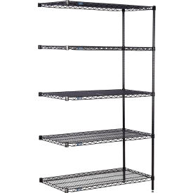 Nexel® 5 Shelf Black Epoxy Wire Shelving Unit Add On 24""W x 14""D x 74""H