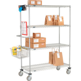 Nexelate® Curbside Wire Truck w/4 Shelves & Polyurethane Casters 72""L x 24""W x 69""H
