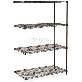 Nexel® 4 Shelf Black Epoxy Wire Shelving Unit Add On 54""W x 21""D x 74""H