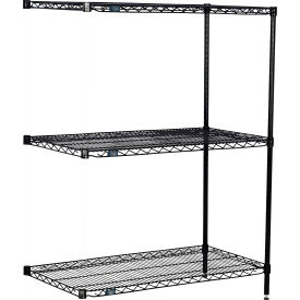 Nexel® 3 Shelf Black Epoxy Wire Shelving Unit Add On 42""W x 21""D x 34""H