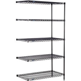Nexel® 5 Shelf Black Epoxy Wire Shelving Unit Add On 60""W x 14""D x 86""H