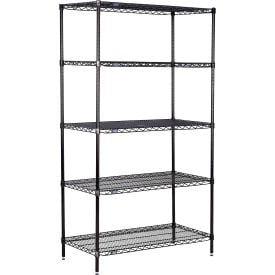 Nexel® 5 Shelf Black Epoxy Wire Shelving Unit Starter 72""W x 24""D x 63""H