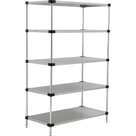 Nexel® 5 Shelf Stainless Steel Solid Shelving Unit Starter 36""W x 24""D x 74""H