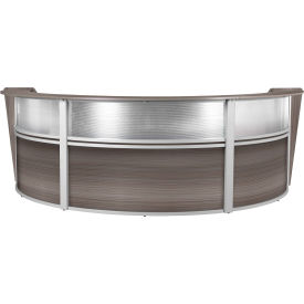 Regency Marque Plexi Triple Unit Reception Workstation 143-1/2""W x 71""D x 45-1/2""H Driftwood Gray