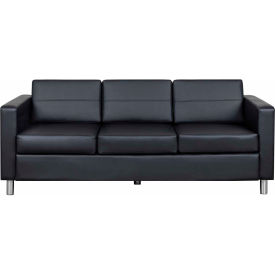 Interion® Antimicrobial Upholstered Leather Sofa Black
