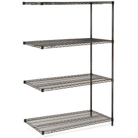 Nexel® 4 Shelf Black Epoxy Wire Shelving Unit Add On 72""W x 24""D x 86""H