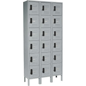 Global Industrial™ 6-Tier 18 Door Digital Locker 36""Wx12""Dx78""H Gray Unassembled