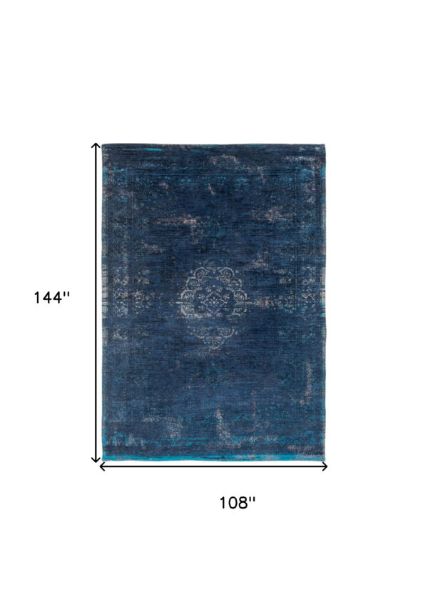 9' X 13' Blue and Gray Medallion Non Skid Area Rug