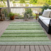 9' X 12' Artichoke Green Striped Washable Indoor Outdoor Area Rug