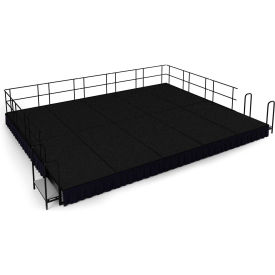 NPS® 16' x 20' Stage Package 16"" Height Black Carpet Black Shirred Pleat Skirting
