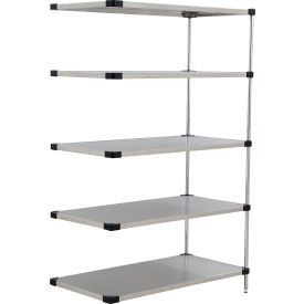 Nexel® 5 Shelf Stainless Steel Solid Shelving Unit Add On 48""W x 24""D x 63""H
