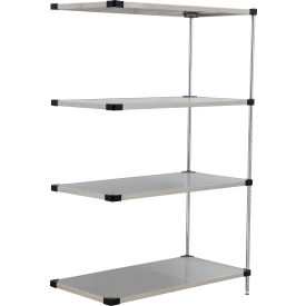Nexel® 4 Shelf Stainless Steel Solid Shelving Unit Add On 36""W x 24""D x 74""H