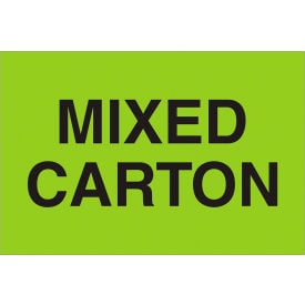 Tape Logic® Labels with ""Mixed Carton"" Print 3""L x 2""W Fluorescent Green Roll of 500