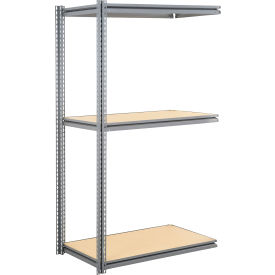 Global Industrial 3 Shelf Extra Heavy Duty Boltless Shelving Z Beam Add On 60Wx24Dx96H Wood Deck