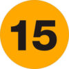 Tape Logic® 1"" Dia. Round Number Paper Labels with ""15"" Print Fluorescent Orange Roll of 500