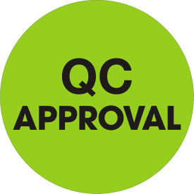 Tape Logic® 1"" Dia. Round Paper Labels with ""QC Approval"" Print Fluorescent Green Roll of 500