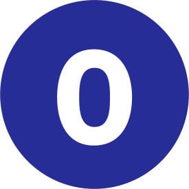 Tape Logic® 2"" Dia. Round Number Paper Labels with ""0"" Print Dark Blue Roll of 500