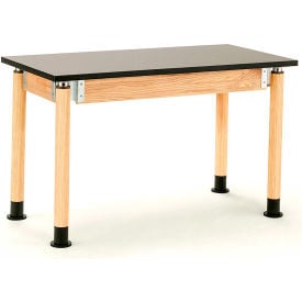 NPS Science Table - Chemical Resistant - Adjustable Height - 24""W x 72""L x 29""-41""H - Black/Oak