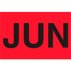 Tape Logic® Paper Labels with ""Jun"" Print 3""L x 2""W ""L Fluorescent Red Roll of 500