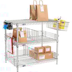 Nexelate® Silver Epoxy To Go Rack 3 Wire Shelves Dividers & Ledges 24""W x 18""D x 34""H