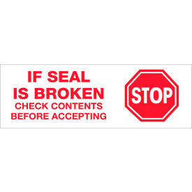 Tape Logic® Carton Sealing Tape Stop If Seal Is Broken... 2"" x 55 Yds. Red/White