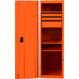 Extreme Tools RX Side Locker 3 Drawers & 4 Shelves 24""W x 30""D x 60-7/8""H Orange w/ Black Handles