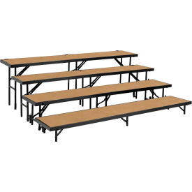 4 Level Tapered Riser with Carpet - 60""L x 18""W - 8""H 16""H 24""H & 32""H - Black