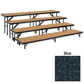 4 Level Tapered Riser with Carpet - 60""L x 18""W - 8""H 16""H 24""H & 32""H - Blue