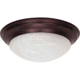 Satco 60-281 2 Light - 14"" - Flush Mount - Twist & Lock w/ Alabaster Glass  Old Bronze