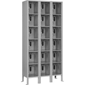 Global Industrial 6-Tier 18 Door Clear View Locker Digital Lock 36""Wx15""Dx78""H Gray Unassembled