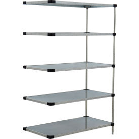 Nexel® 5 Shelf Galvanized Steel Solid Shelving Unit Add On 54""W x 24""D x 74""H