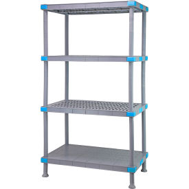 Quantum Millenia™ Shelving Unit 48""W X 24""D X 62""H 3 Open and 1 Solid Grid Shelves