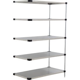 Nexel® 5 Shelf Stainless Steel Solid Shelving Unit Add On 48""W x 24""D x 74""H