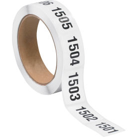 Tape Logic® Consecutive Numbered Labels 1501-2000 1-1/2""L x 1""W Black/White Roll of 500