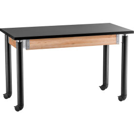 NPS Science Table with Casters - Chemical Resistant - Adjustable Height - 24"" x 72"" - Black/Black