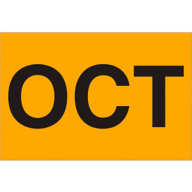 Tape Logic® Paper Labels with ""Oct"" Print 3""L x 2""W ""L Fluorescent Orange Roll of 500