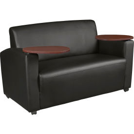 Regency Supernova Lounge Cushioned Vinyl Tablet Arm Loveseat 56""W x 29""D x 33""H Black/Java