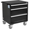 Global Industrial™ Mobile Modular Drawer Cabinet 3 Drawers w/Lock 30""Wx27""Dx37""H Black
