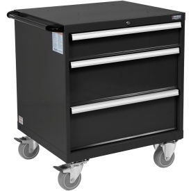 Global Industrial™ Mobile Modular Drawer Cabinet 3 Drawers w/Lock 30""Wx27""Dx37""H Black