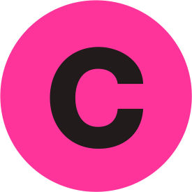 Tape Logic® 1"" Dia. Round Letter Paper Labels with ""C"" Print Fluorescent Pink Roll of 500