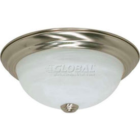 Satco 60-197 2 Light - 11"" - Flush Mount - Alabaster Glass  Brushed Nickel