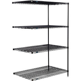 Nexel® 4 Shelf Black Epoxy Wire Shelving Unit Add On 60""W x 30""D x 74""H