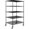 Nexel® 5 Shelf Truck Black Epoxy 48""W x 36""D x 80""H Polyurethane Swivel Casters