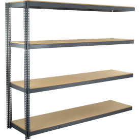 Global Industrial 4 Shelf Extra Heavy Duty Boltless Shelving Add On 96""W x 18""D x 96""H Wood Deck