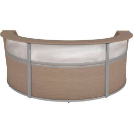Regency Marque Plexi Triple Unit Reception Desk Workstation 143-1/2""W x 71""D x 45-1/2""H Noble Oak