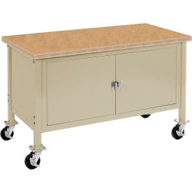 Global Industrial™ Mobile Cabinet Workbench - Shop Square Edge 72""W x 30""D Tan